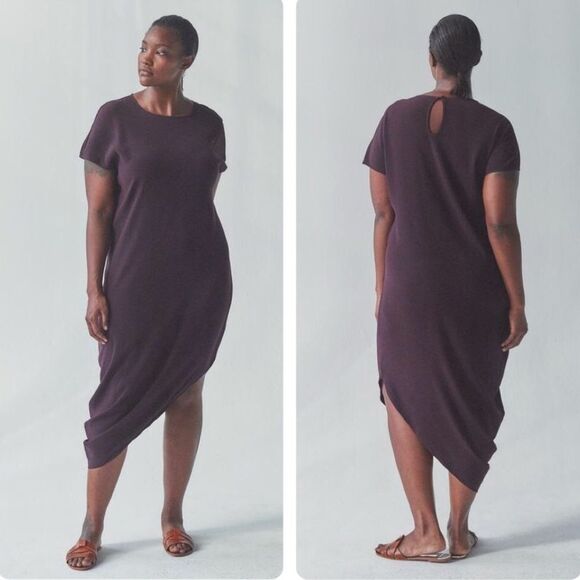 Universal Standard Iconic Geneva Luxe Dress Crepe Crew Neck Plum Purple 18-20 - Picture 1 of 10